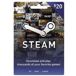 Steam Wallet Gift Card $20 (Steam Wallet Cards) SKU=52530020