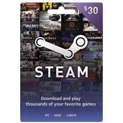 Steam Wallet Gift Card $30 (Steam Wallet Cards) SKU=52530097