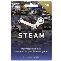 Steam Wallet Gift Card $5 (Steam Wallet Cards) SKU=52530065